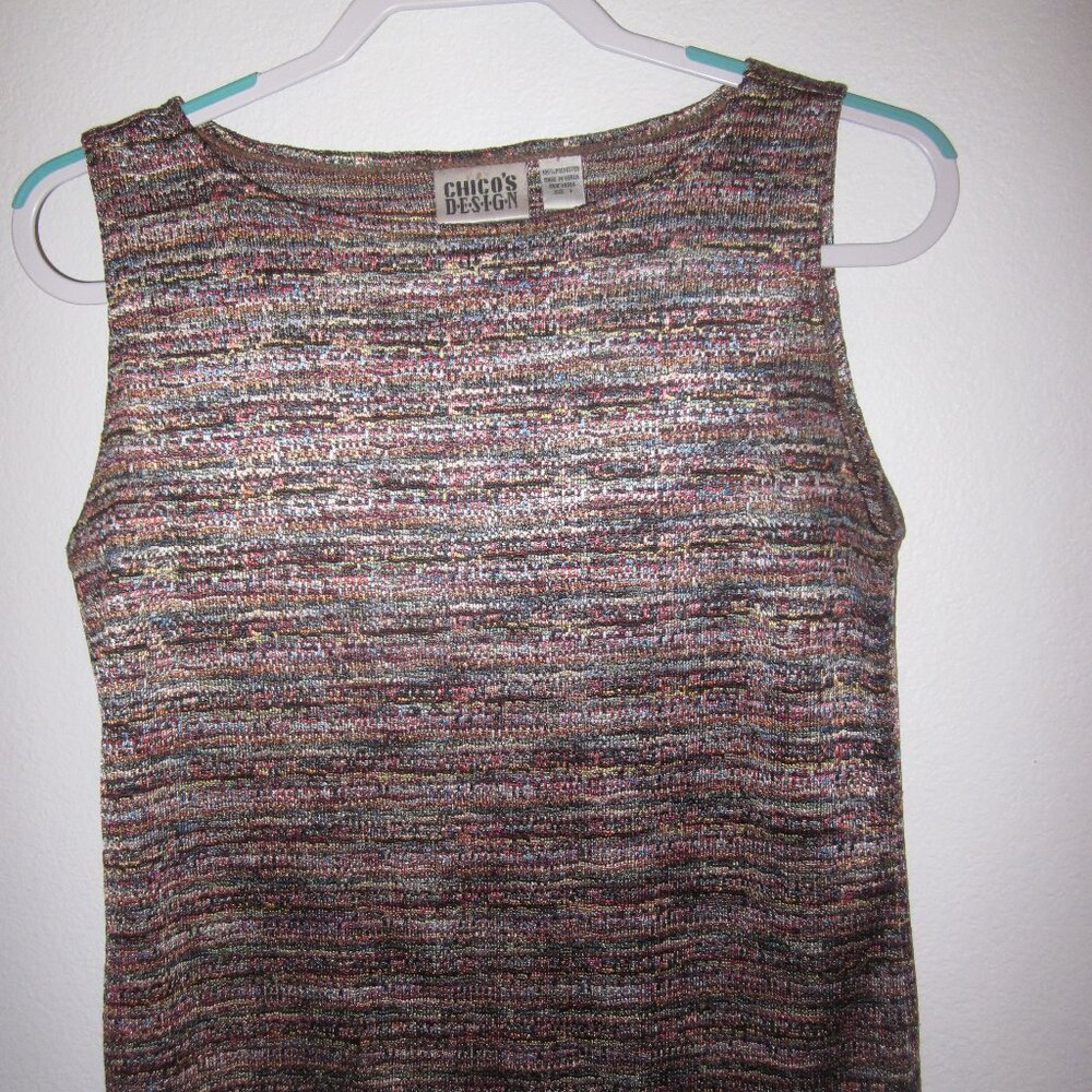 Chico's Multi Colored Tank Metallic Print Women's Size 1